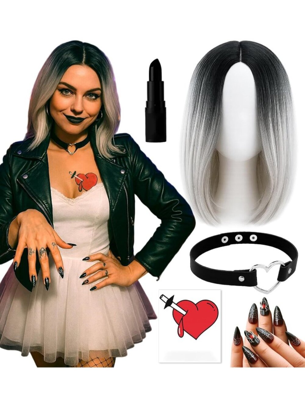 Women's C Grey Cosplay Convenient Set Include Adjustable Wig Cap Headpiece